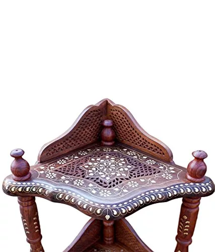 Royal 4-Shelf Corner Rack With Fine Jali Copper Brass Work