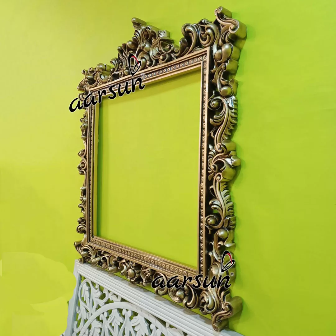 Handcrafted Antique Gold Mirror Frame