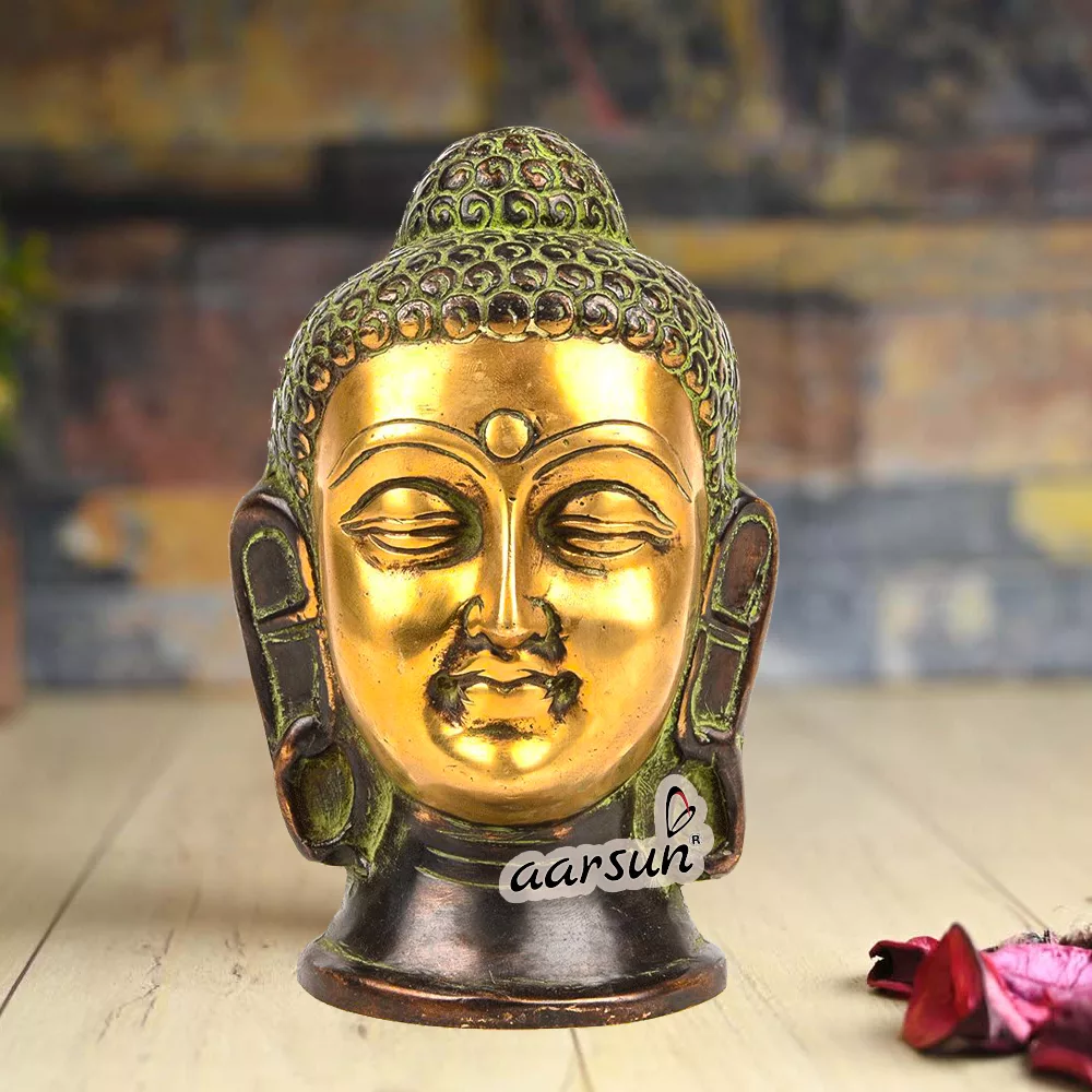 Brass Lord Buddha Head Statue 