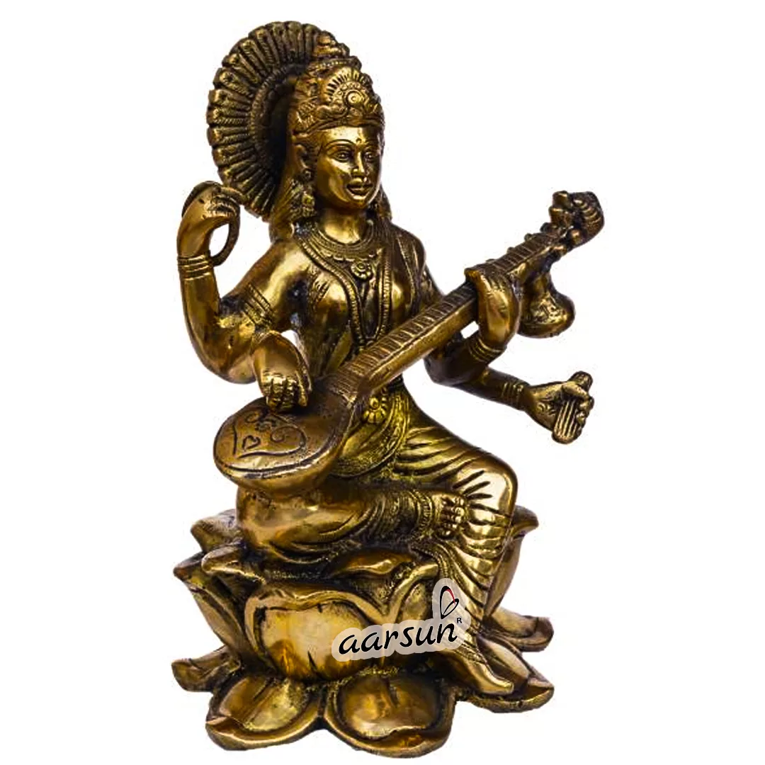 Handcrafted Devi Saraswati Brass Statue