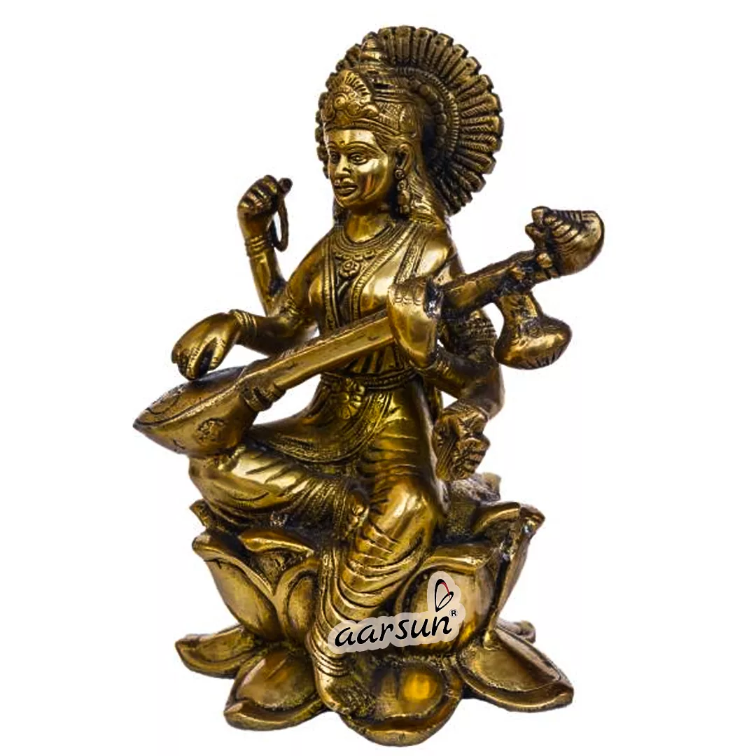 Handcrafted Devi Saraswati Brass Statue