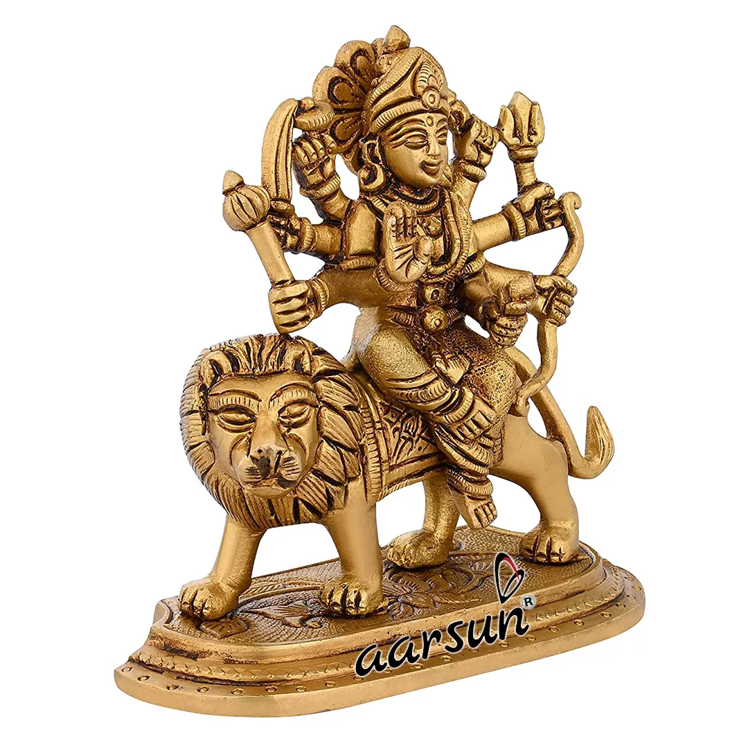 Handcrafted Durga Sherawali Mata Brass Statue