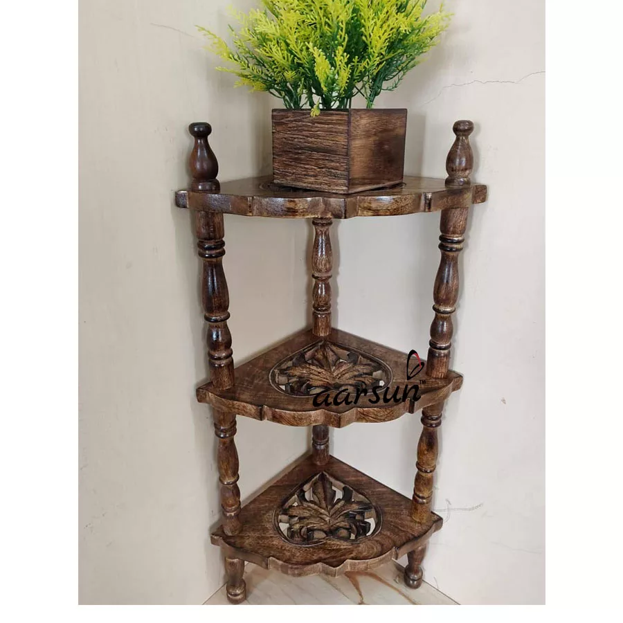 Handmade Wooden Corner Stand 