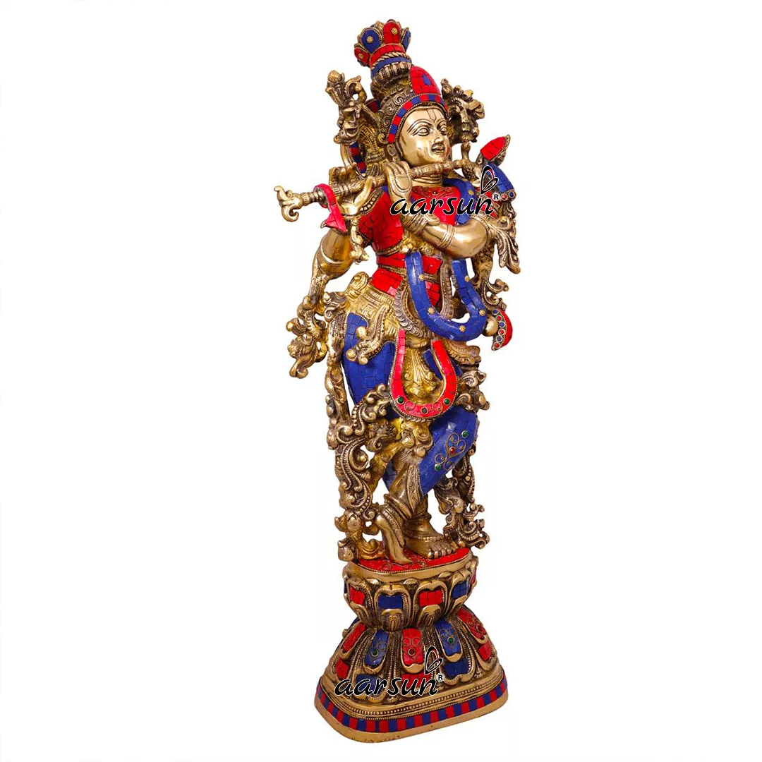 Designer Lord Krishna Brass Statue