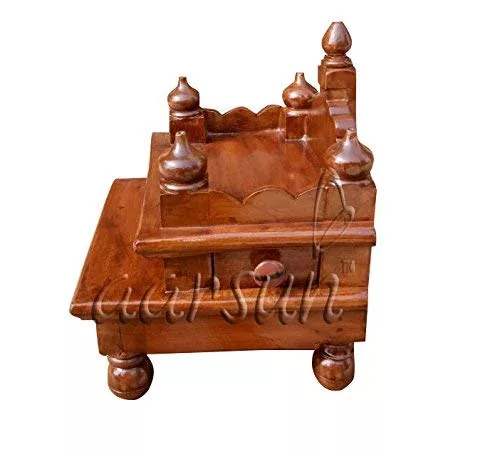 Handcrafted Mango Wooden Chowki / Singhasan / Wooden Temple