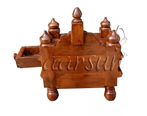 Handcrafted Mango Wooden Chowki / Singhasan / Wooden Temple