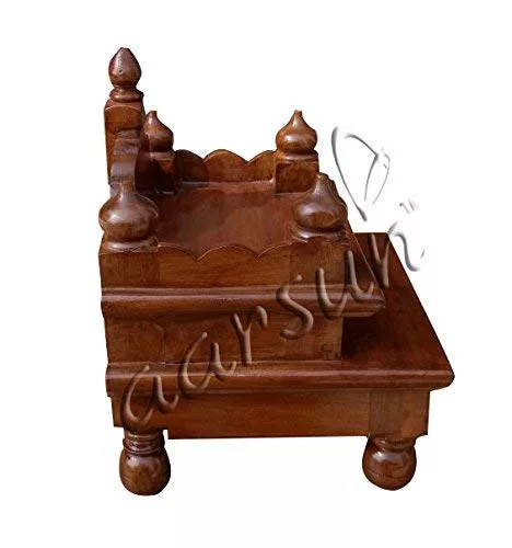 Handcrafted Mango Wooden Chowki / Singhasan / Wooden Temple
