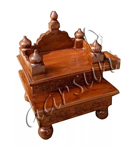 Handcrafted Mango Wooden Chowki / Singhasan / Wooden Temple