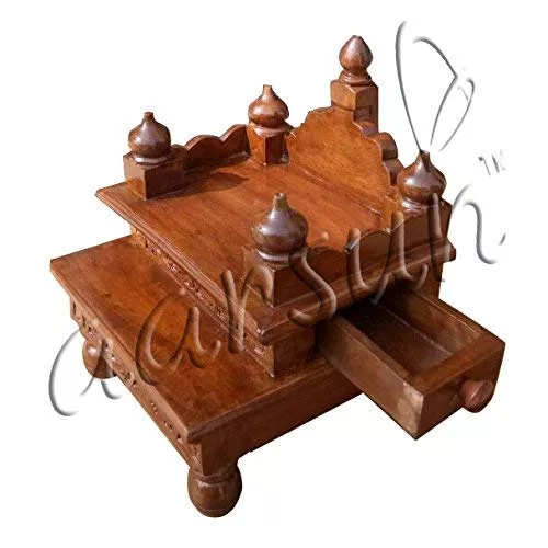 Handcrafted Mango Wooden Chowki / Singhasan / Wooden Temple