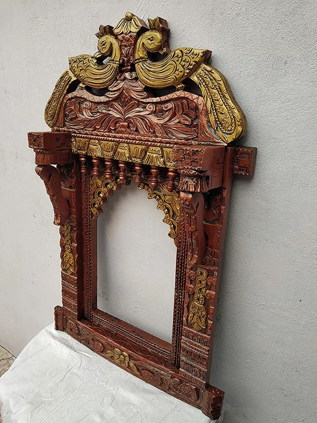 Handcrafted Peacock Carving Jharokha –