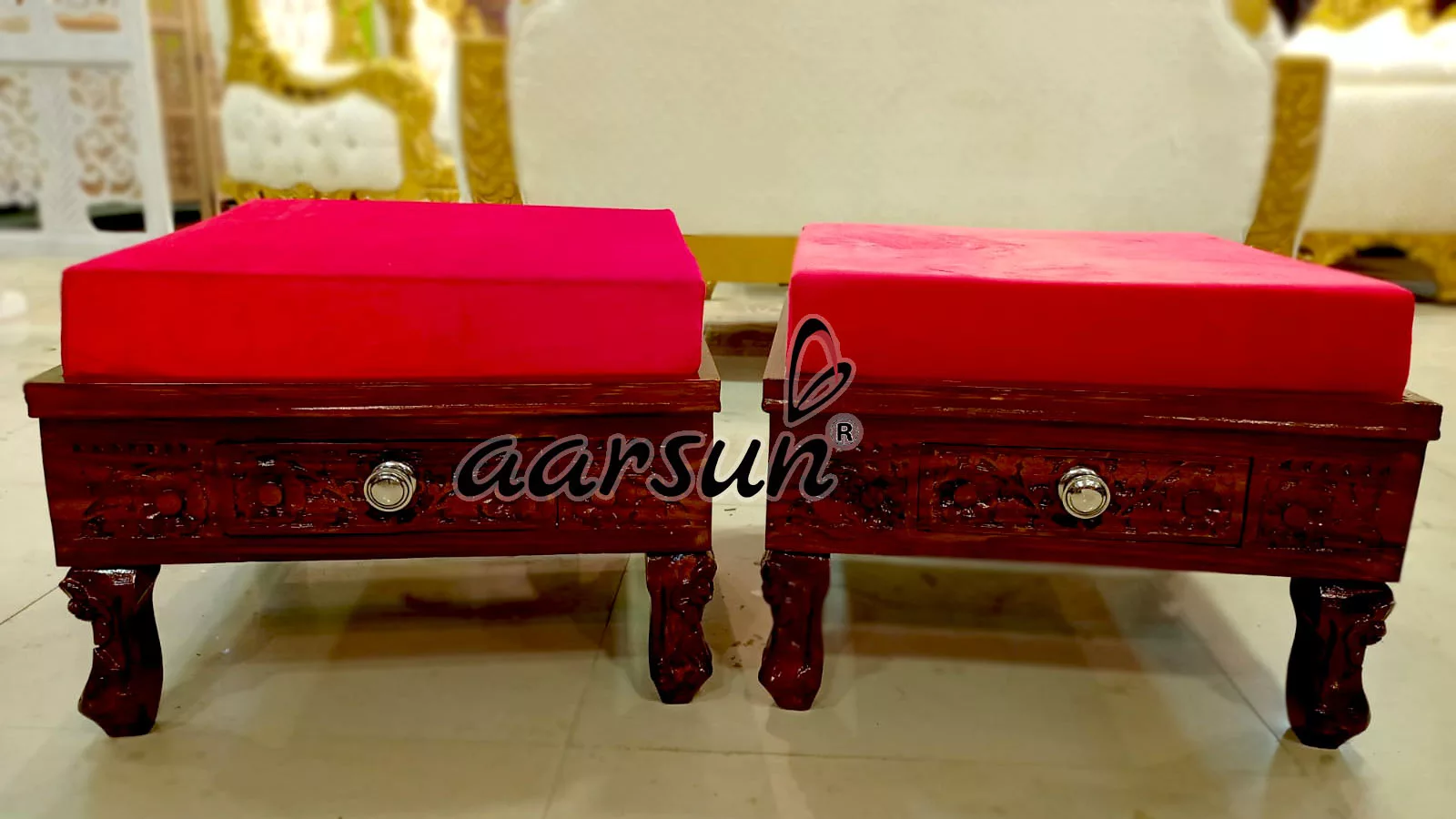 Royal Pooja Wooden Chowki | Coffee Stool