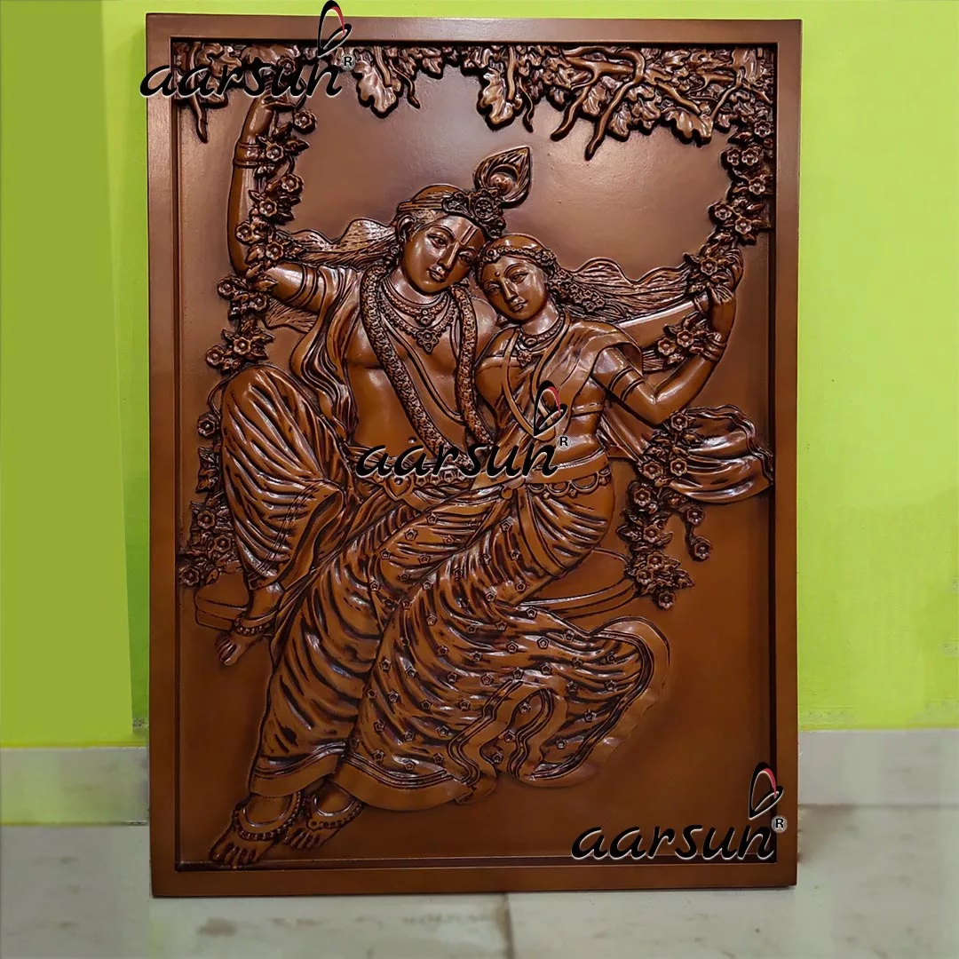 Radhe Krishna Picture Frame in Natural Finish
