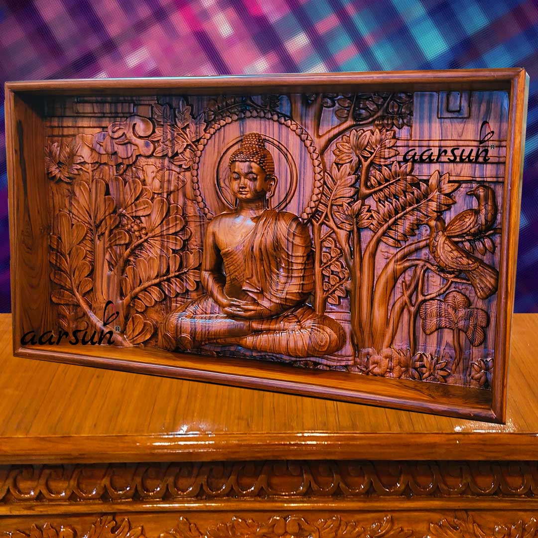 Designer Teak Wood 3D Buddha Wall Art