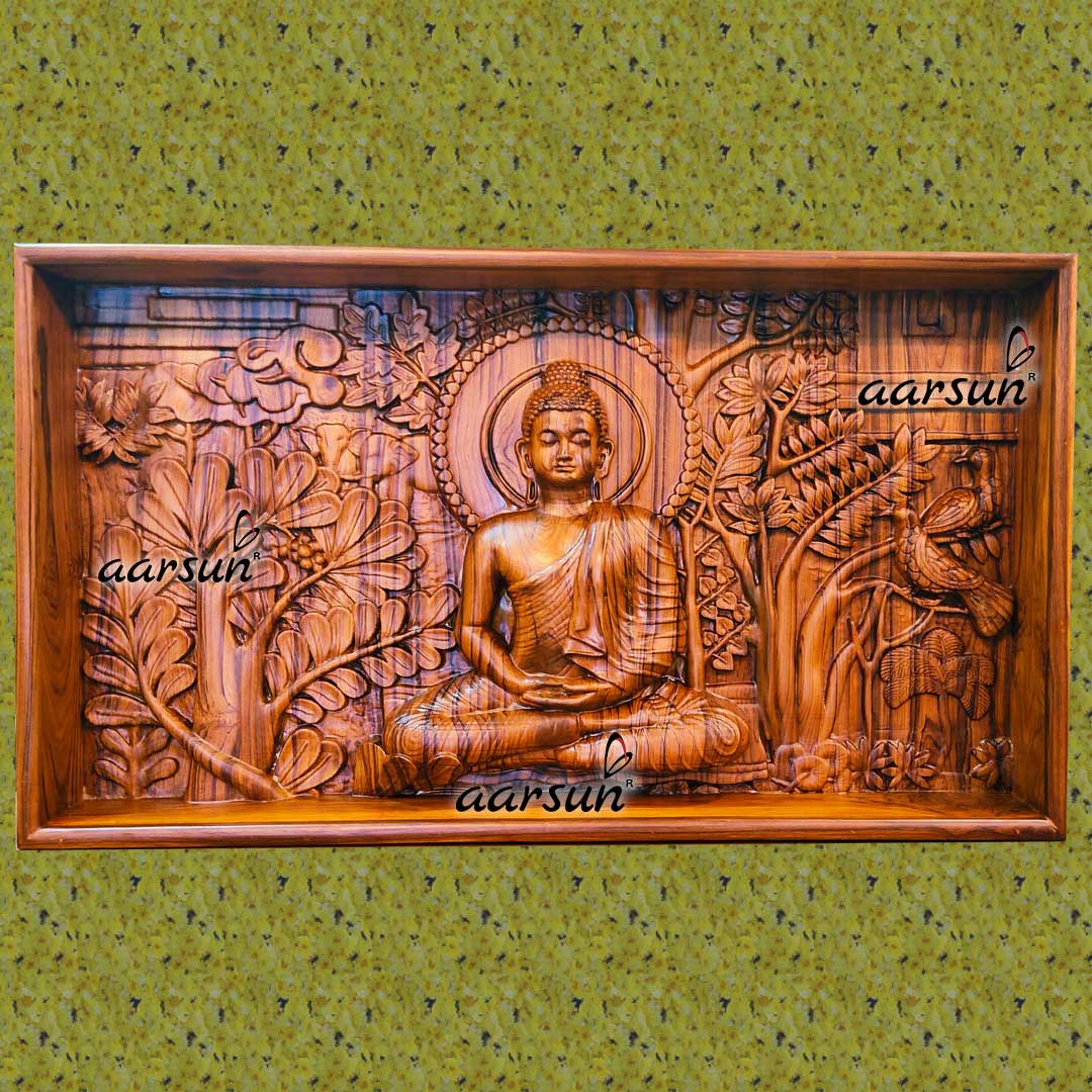 Teak Wood 3D Buddha Wall Art 