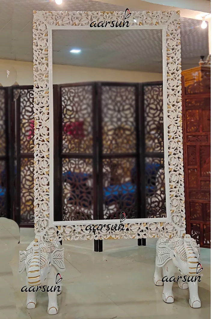 Unique Mirror Frame in White & Gold YT-437EL