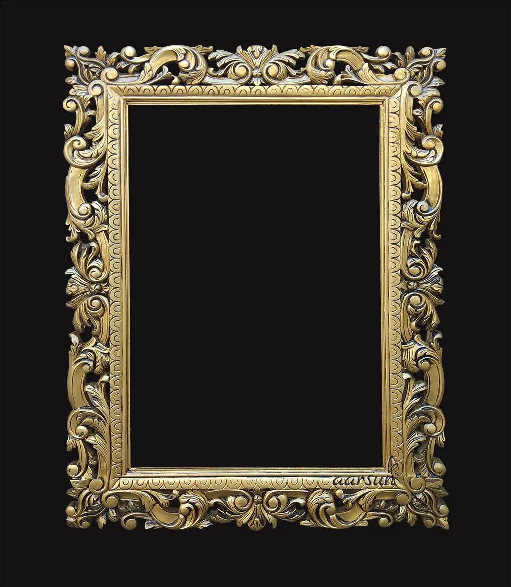 Wooden Mirror Frame - Gold Polish 